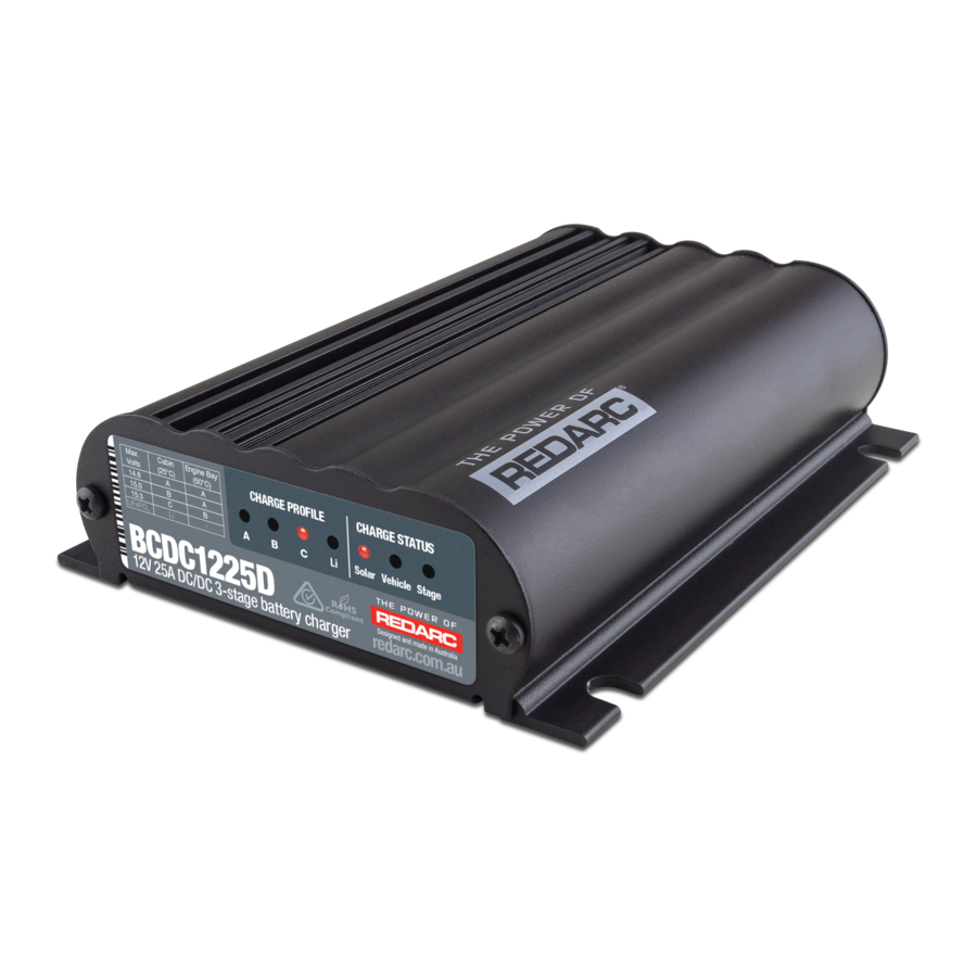 REDARC BCDC1225D, BCDC1240D, BCDC1250D - Dual Input Multi-Stage Battery Charger Manual