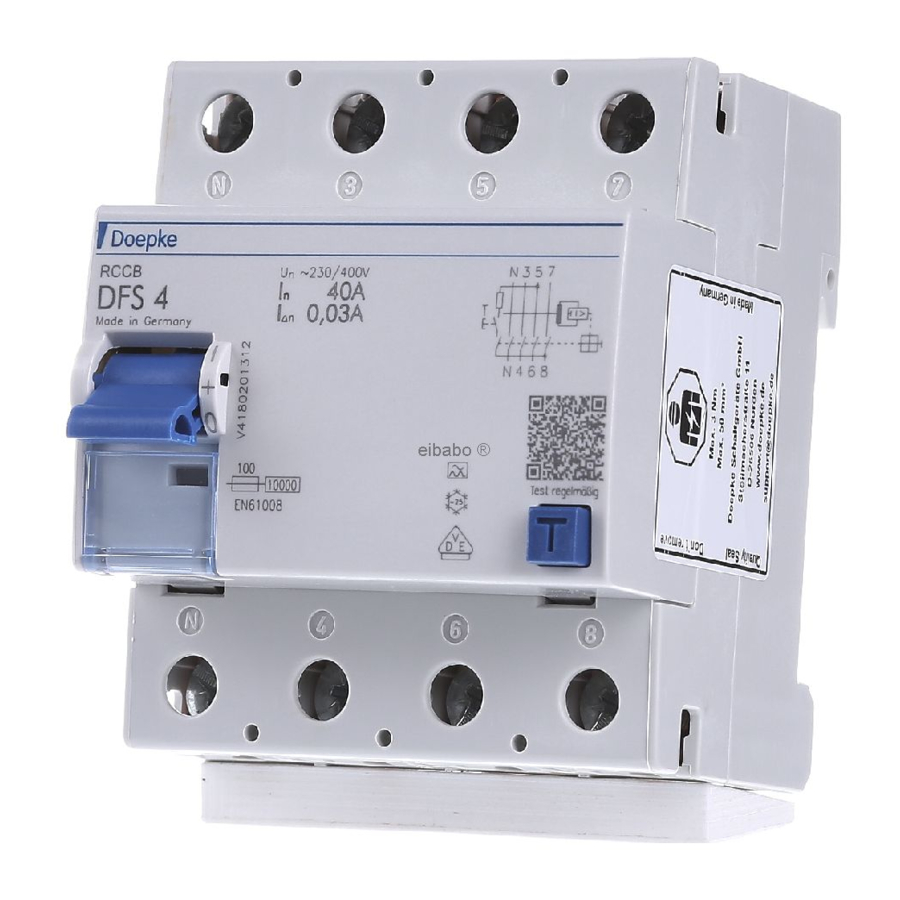 Doepke DFS 4 Series Installation And Operating Manual