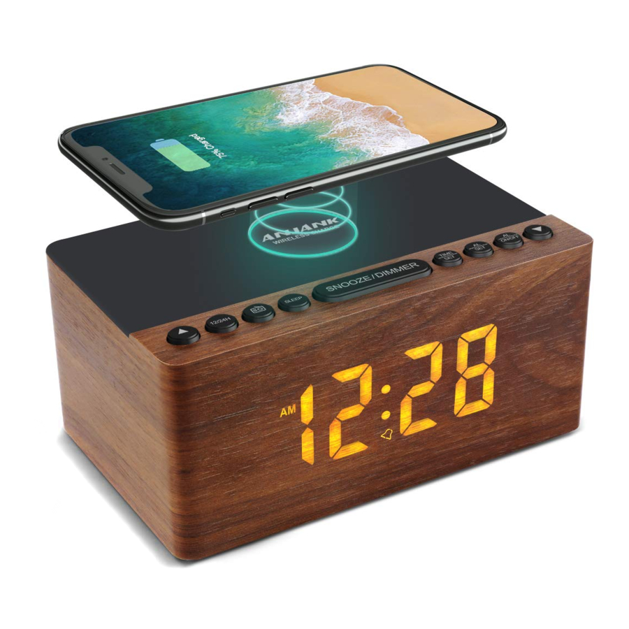 ANJANK AC190 Wireless Charging Digital LED Alarm Clock MAnual