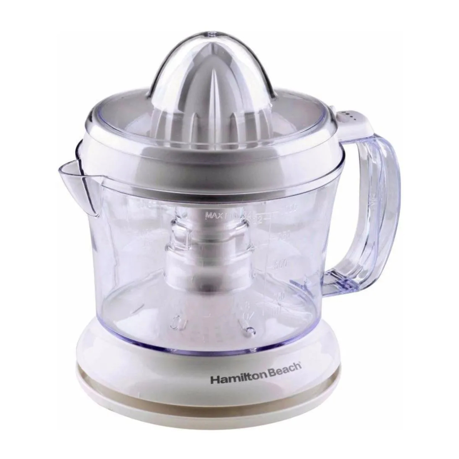 Hamilton Beach 66334, 66338 Citrus Juicer Manual ManualsLib