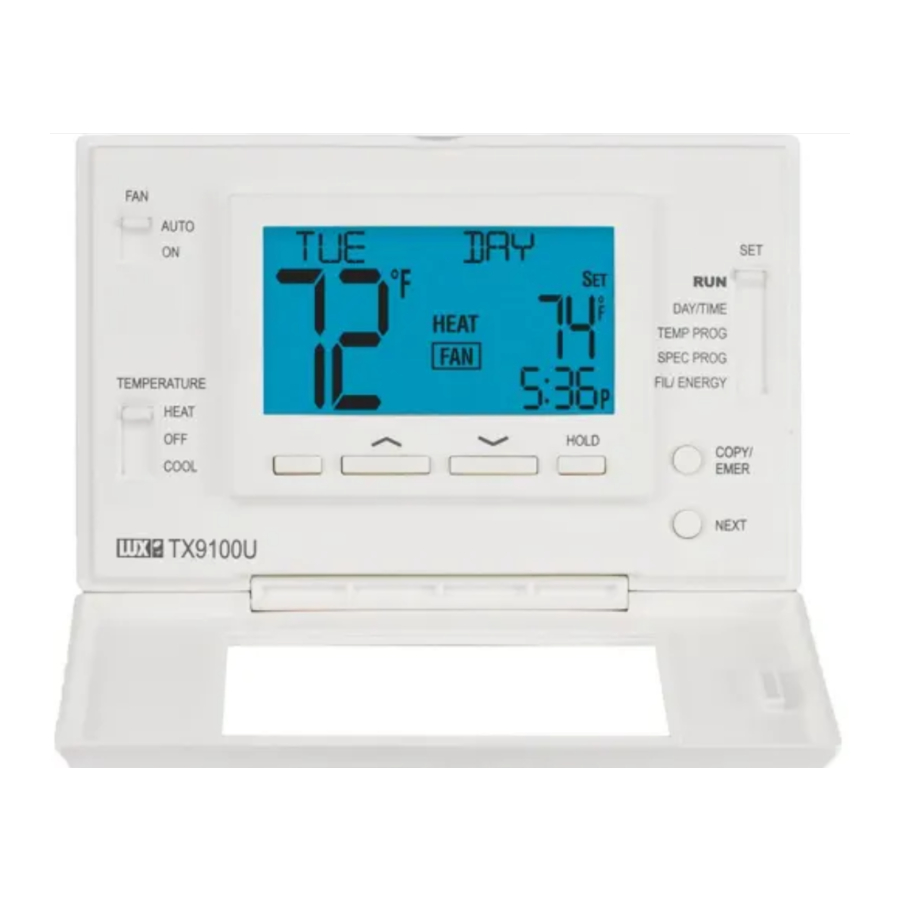 LUX SMART TEMP TX9100U UNIVERSAL 7DAY PROGRAMMABLE THERMOSTAT Manual ManualsLib