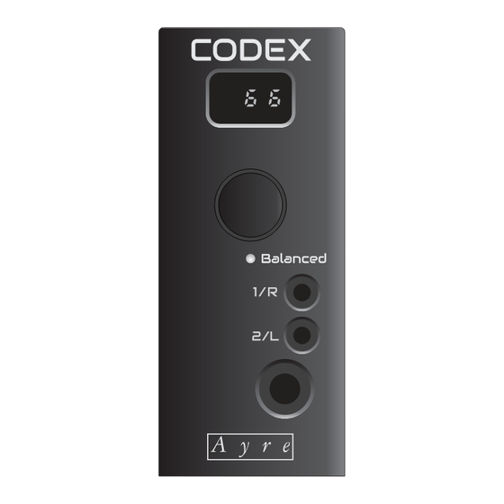 Codex Ayre Owner's Manual