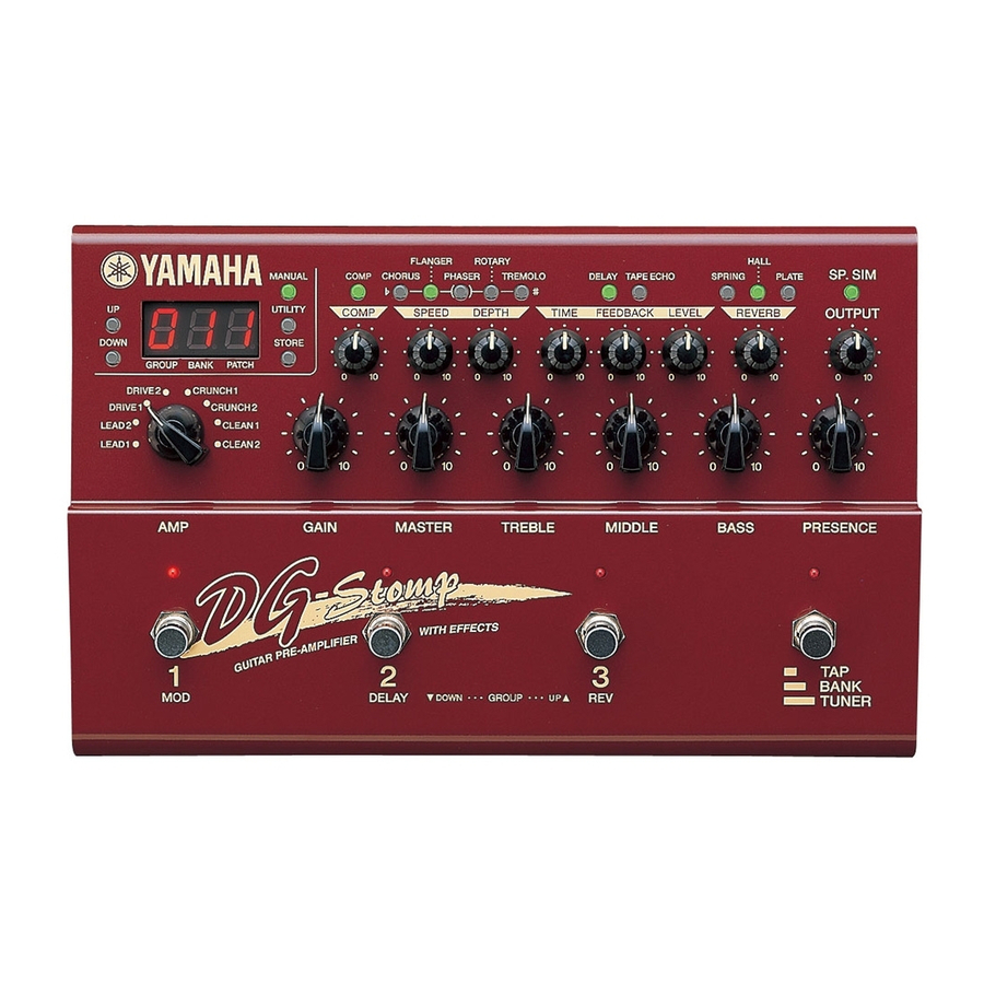 Yamaha DG-Stomp Guitar Preamp Pedal Manuals