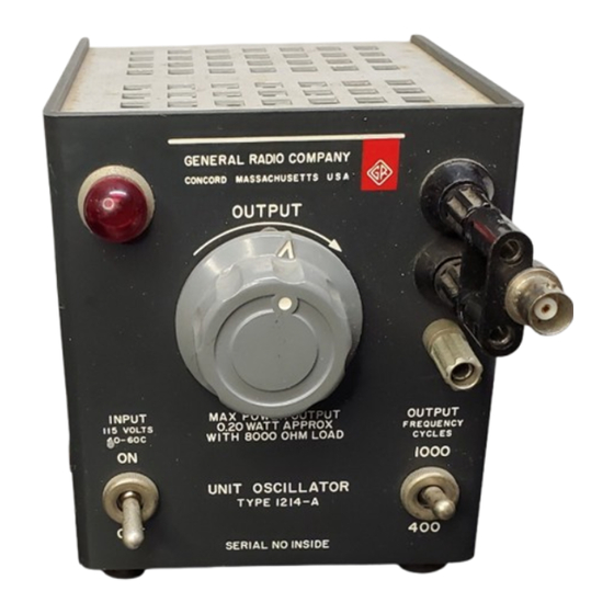 GENERAL RADIO COMPANY 1214-A Operating Instructions Manual