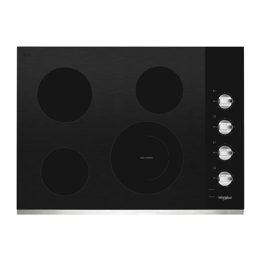 Whirlpool WCE55US0HS 30inch Electric Ceramic Glass Cooktop with Dual Radiant Element Manual
