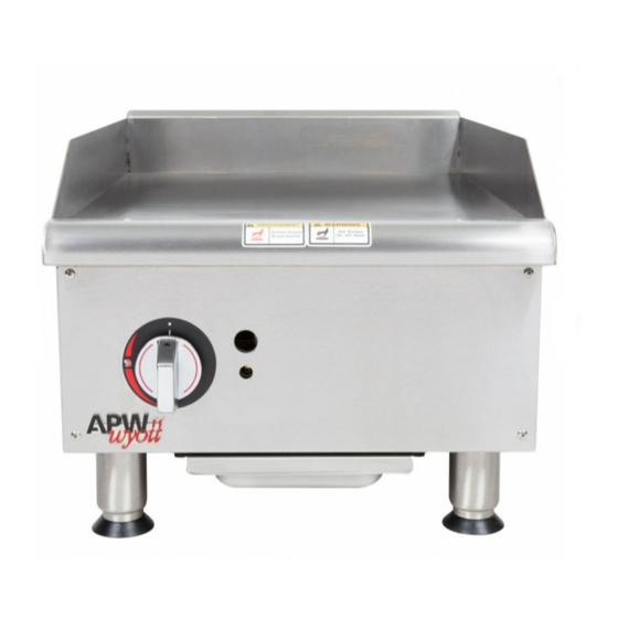 APW Wyott GGT-18i Installation And Operating Instructions Manual