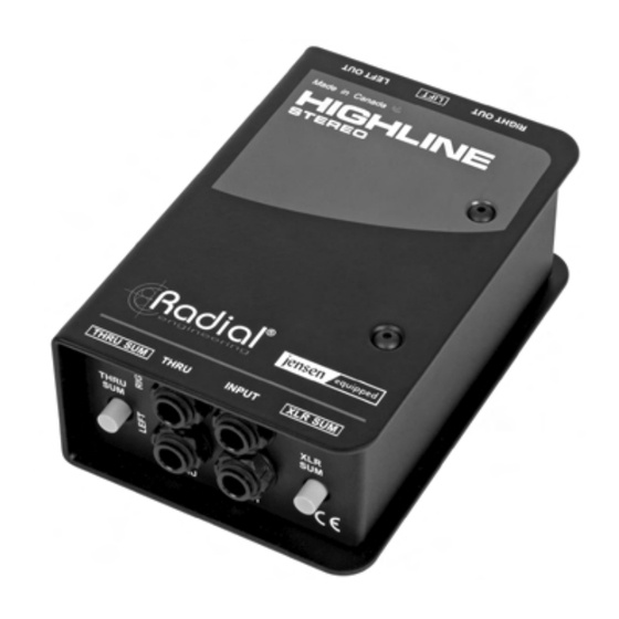 Radial Engineering HIGHLINE STEREO Manuals