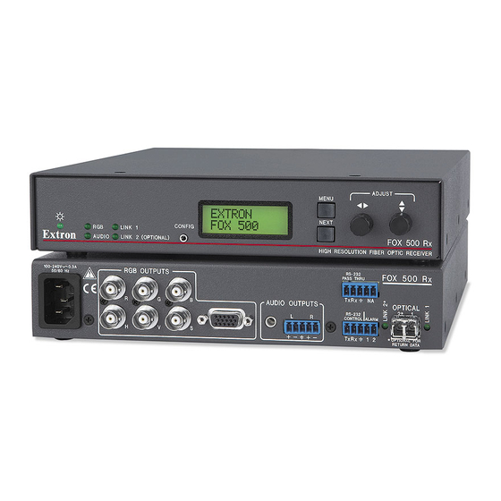 Extron electronics Fiber Optic Transmitter-Receiver Pair FOX 500 Rx Specification Sheet