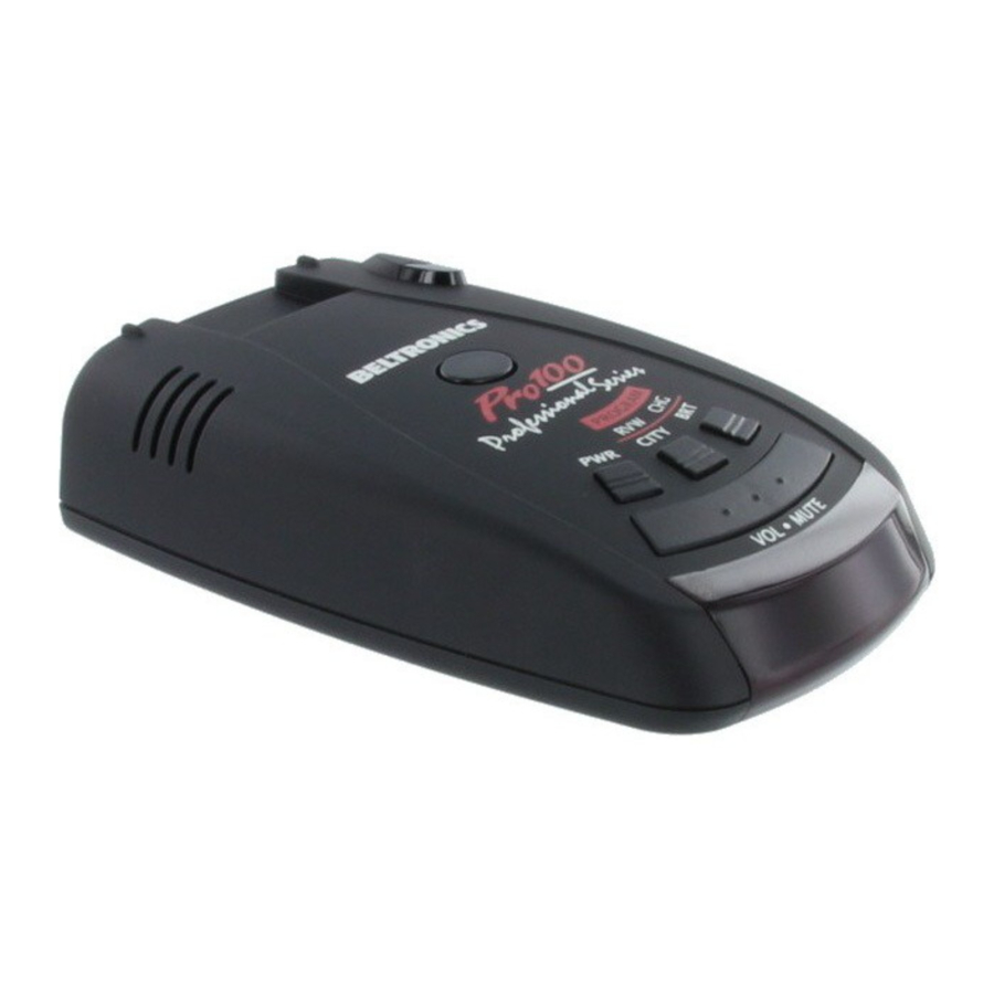 ESCORT Beltronics Pro 100 - Radar Detector Manual