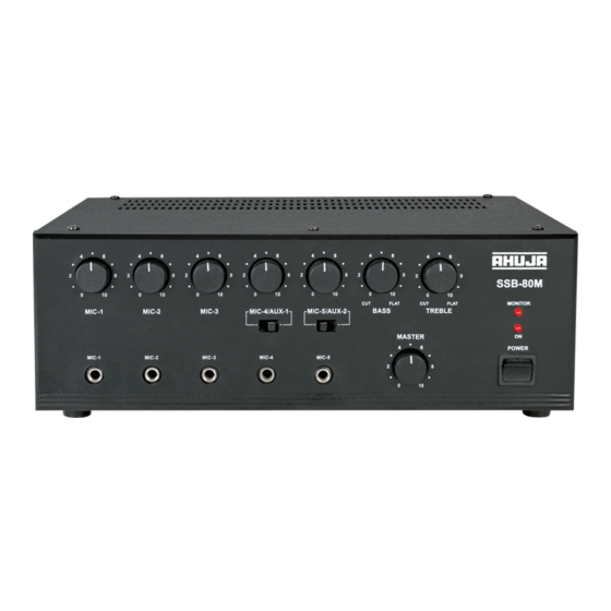 Ahuja SSB-80 M PA Mixer Amplifier Manuals