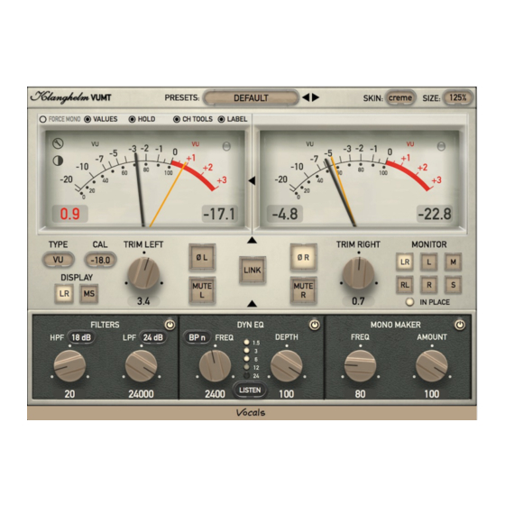 Klanghelm VUMT Deluxe Manual