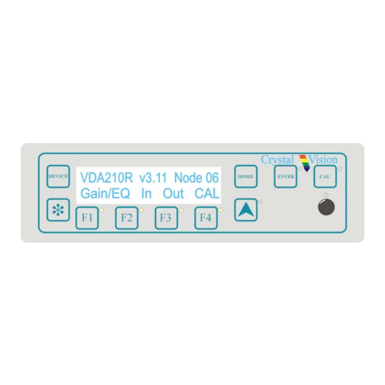 Crystal Vision VDA210R Video Distribution Manuals