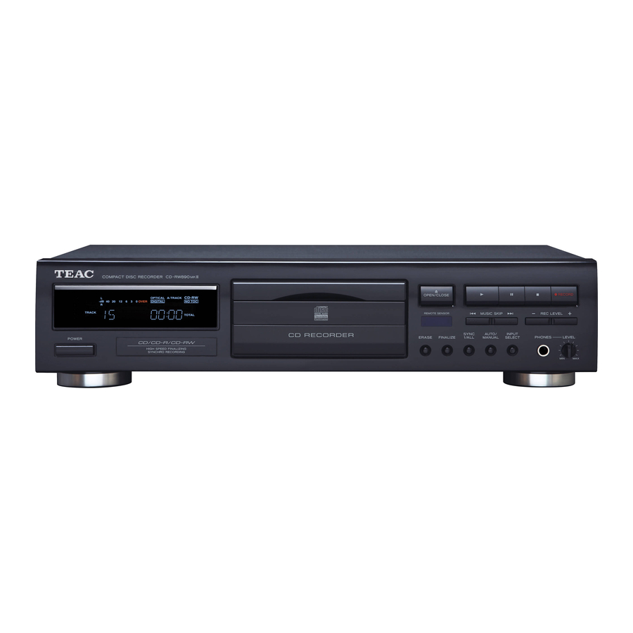 Teac CD-RW890 Quick-Start Recording Manual