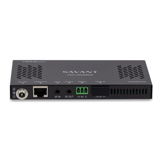 Savant HCX-4KHDR40 Quick Reference Manual