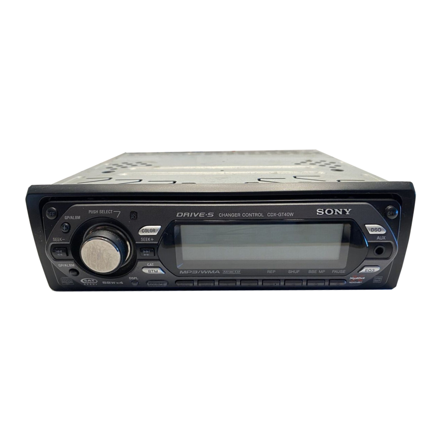 Sony CDX-GT40W - FM/AM CD Player Installation and Connections