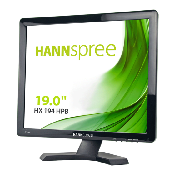 User Manuals: HANNspree HX194HPB 19-inch LCD Monitor