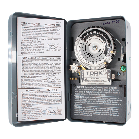 Tork 7100 Installation And Operating Instructions Manual