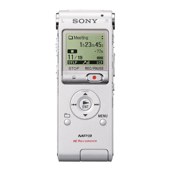 Sony ICD-UX200WHT - Digital Flash Voice Recorder Manuals