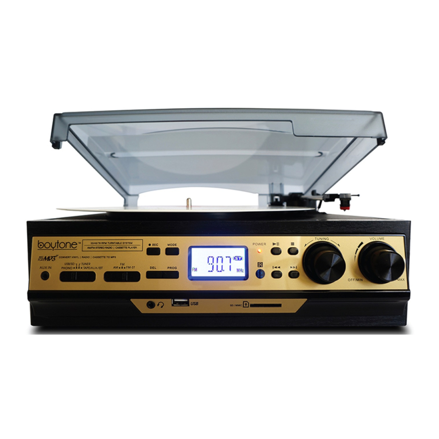 User Manuals: boytone BT-27 Series Turntable System