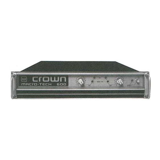 Crown Macro-Tech MA-600 Manuals