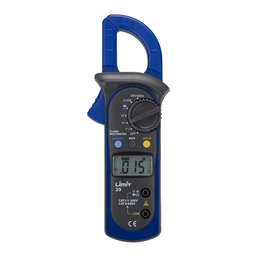 LIMIT 20, 128560109 - Clamp Meter Manual