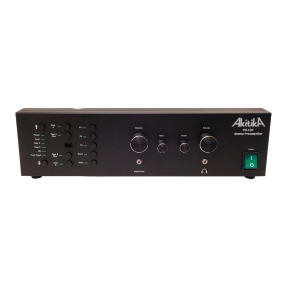 User Manuals: AkitikA PR-102 Stereo Preamplifier