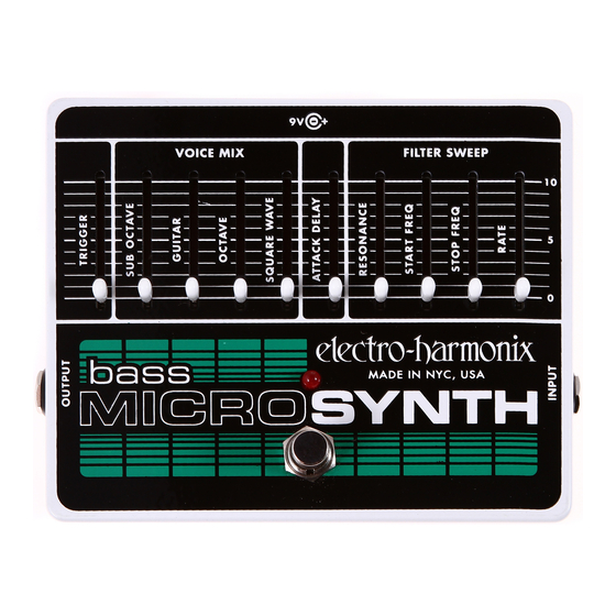 Electro-Harmonix XO BASS MICRO SYNTH Manual