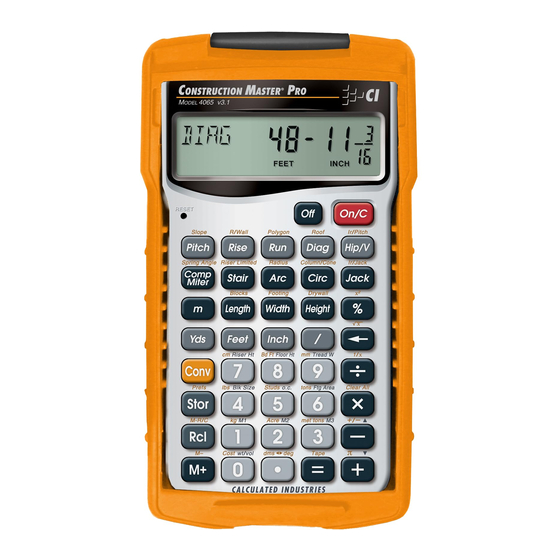 Calculated Industries Construction Master Pro Pocket Reference Manual