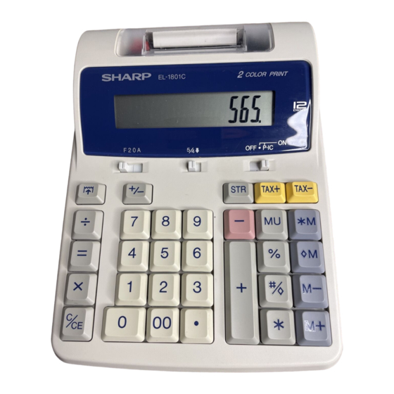 Sharp EL1801C - Semi-Desktop 2-Color Printing Calculator Manuals