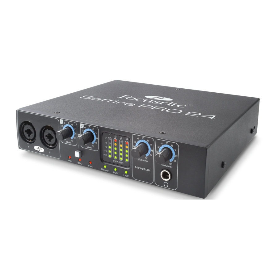 Focusrite Saffire PRO 24 - Multi-Channel FireWire Interface Manual