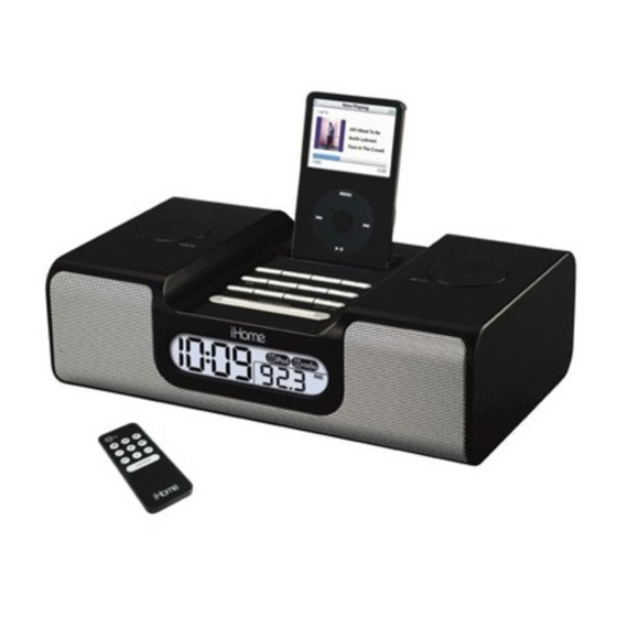 IHOME IH8LR BLUE USB IH8 DOCK ALARM CLOCK RADIO USER MANUAL Pdf