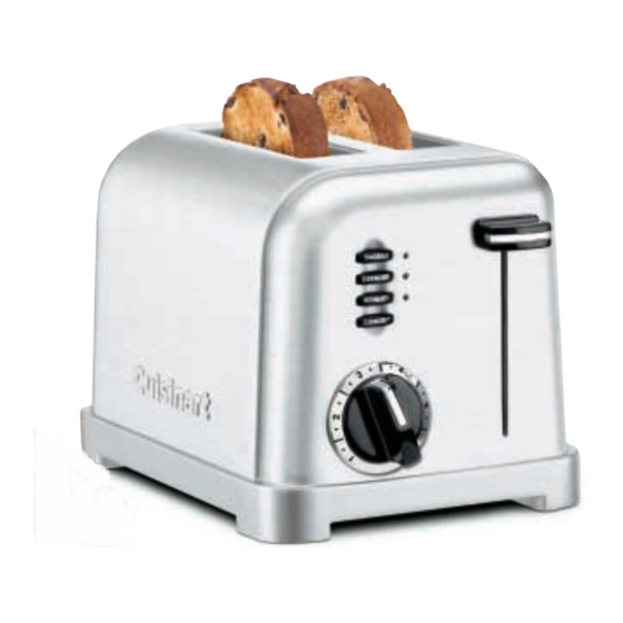 CUISINART CPT160W METAL CLASSIC TWO SLICE TOASTER INSTRUCTION
