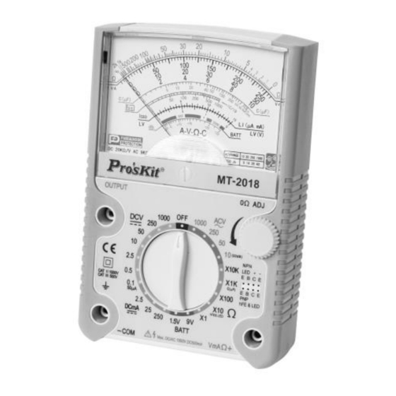 User Manuals: Pro's Kit MT-2018 Analog Multimeter