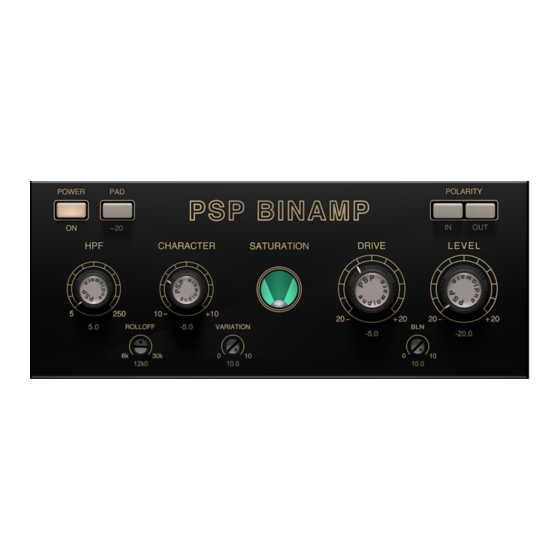 PSP Audioware PSP BinAmp Operation Manual