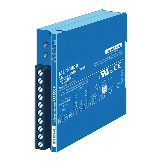 User Manuals: ZIEHL MU1000K Measuring Transducer