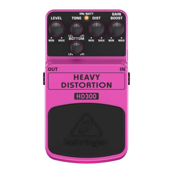 Behringer HEAVY DISTORTION HD300 User Manual