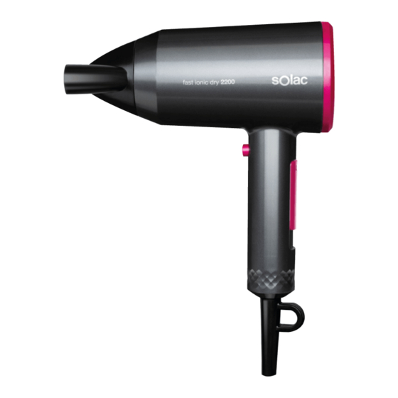 SOLAC Hair&Go Ionic 2200 Instructions For Use Manual