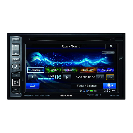 Alpine INE-W960 Quick Reference Manual