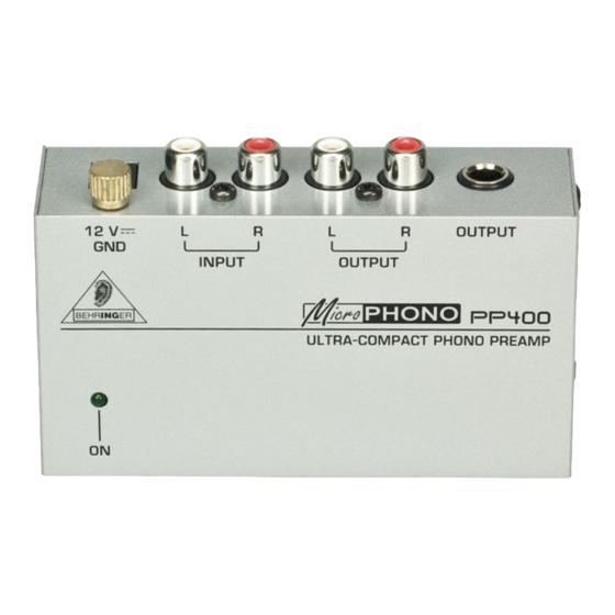 Behringer MICROPHONO PP400 Technical Specifications
