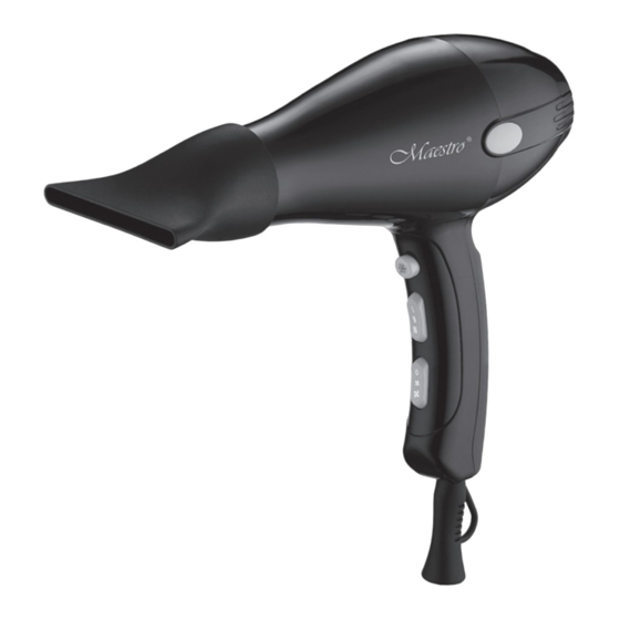Maestro MR225 Professional Hair Dryer Manuals