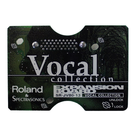 Roland Vocal Collection SR-JV80-13 Owner's Manual