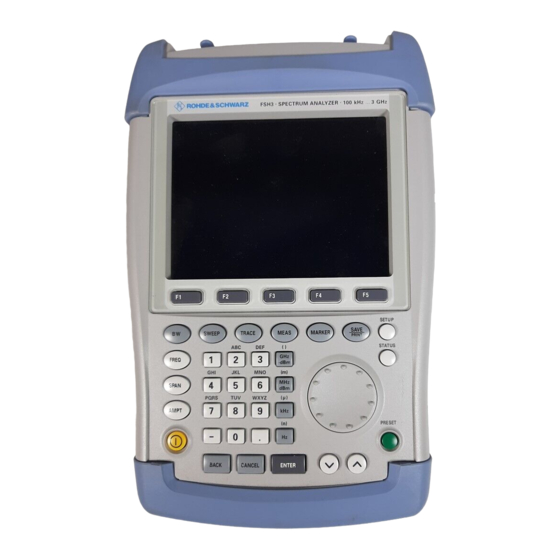 Rohde & Schwarz R&S FSH Series Operating Manual