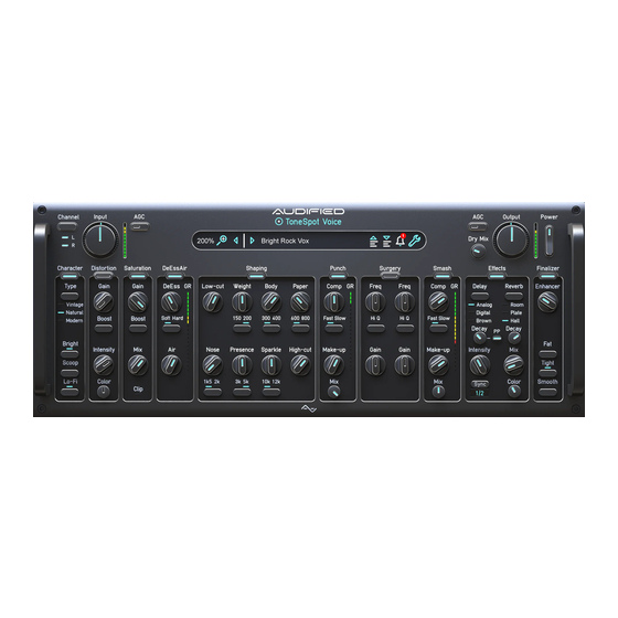 User Manuals: AUDIFIED ToneSpot Voice Pro Mixing Tool