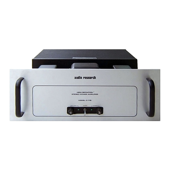 Audio Research D-115 Owner's Manual