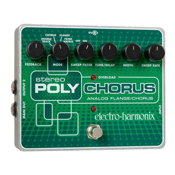 Electro-Harmonix STEREO POLYCHORUS XO Quick Start Manual
