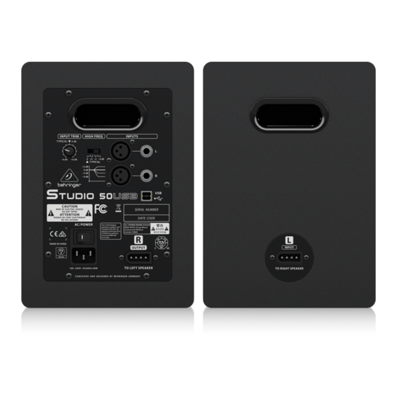 Behringer studio 50usb Quick Start Manual