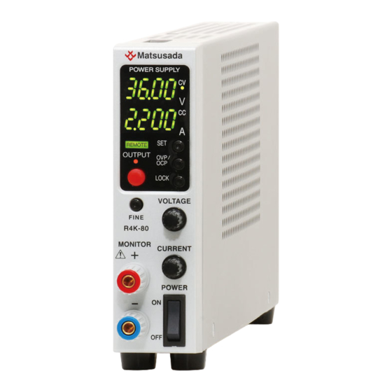 Matsusada Precision R4K-80 Series Instruction Manual