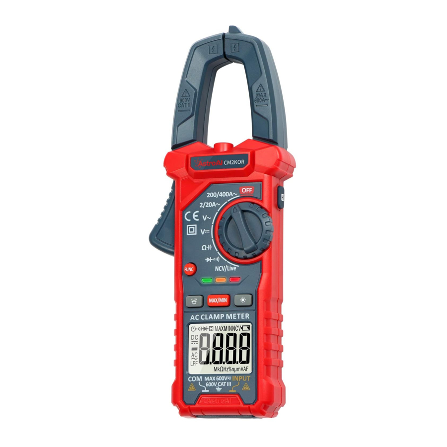 AstroAI CM2K0R - 2000 Counts Multimeter, Multi Clamp Meter Manual