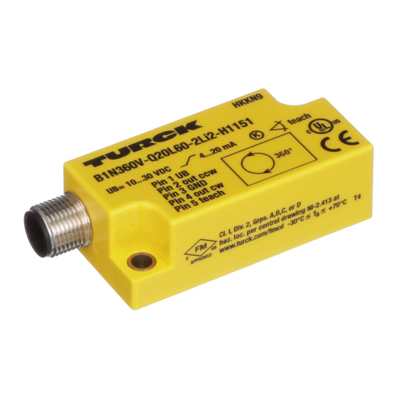 turck B1N360V-Q20L60-2Li2-H1151/3GD Quick Start Manual