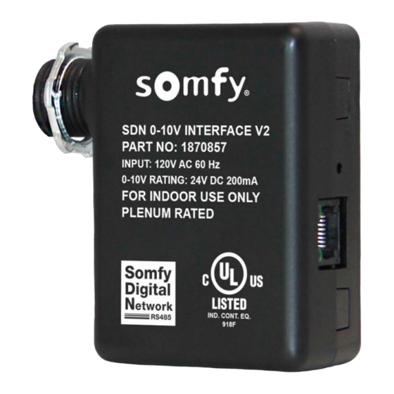 SOMFY SDN 0-10V Interface V2 Quick Start Manual